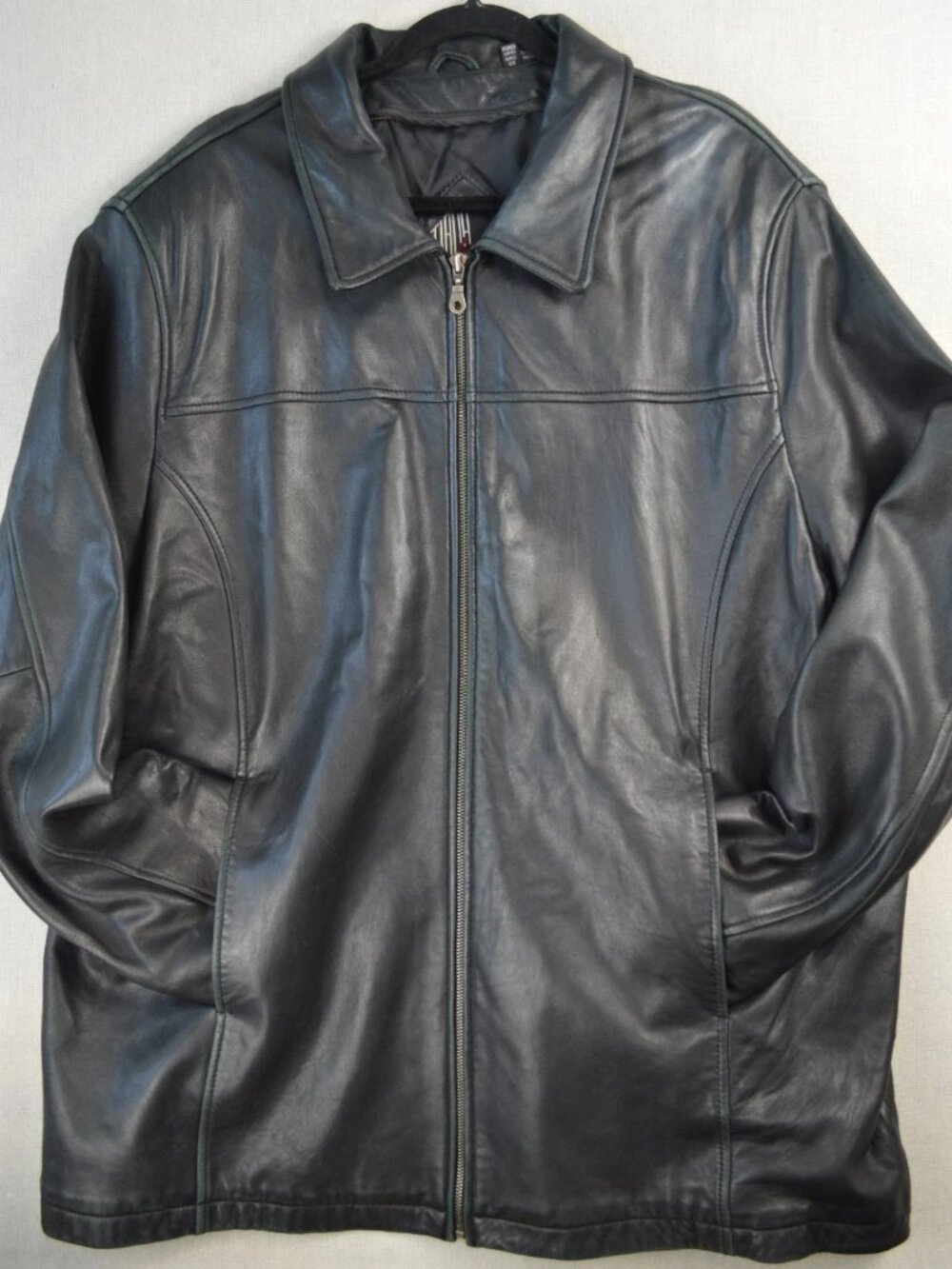 Vintage Tibuh Leathers Womens Black Jacket Long Sleeve Full-Zip Collared Size 3X